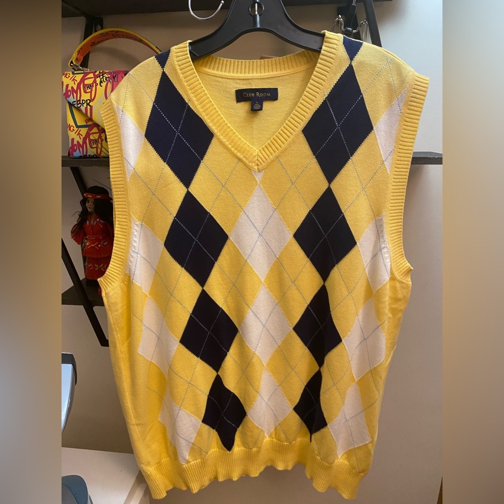 CLUB ROOM Men's Multicolour cotton V-Neck Vest SZ L